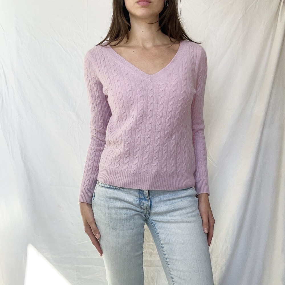 Cashmere Cable Knit Sweater Purple Soft Girl Classic Preppy Twee 90s